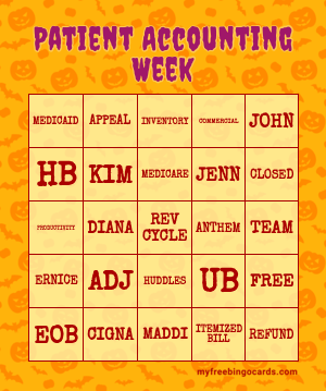 Patient Accounting Week Bingo