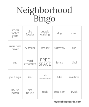 neighborhood bingo