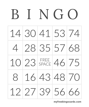 1-75 Number Bingo