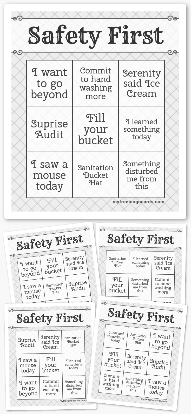 Virtual Safety First Bingo