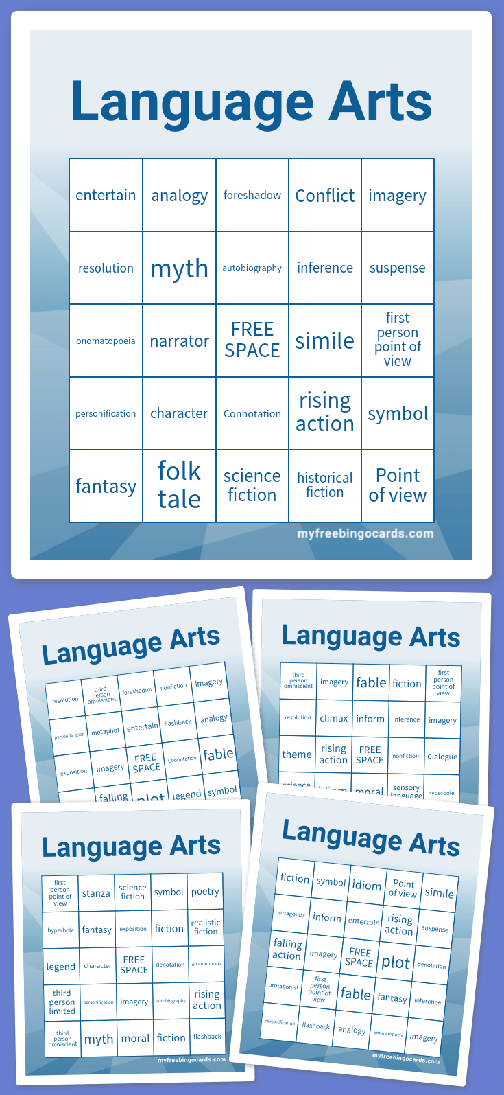 Virtual Language Arts Bingo