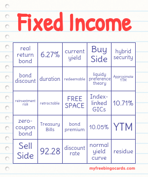 Print 100+ Fixed Income Bingo Cards