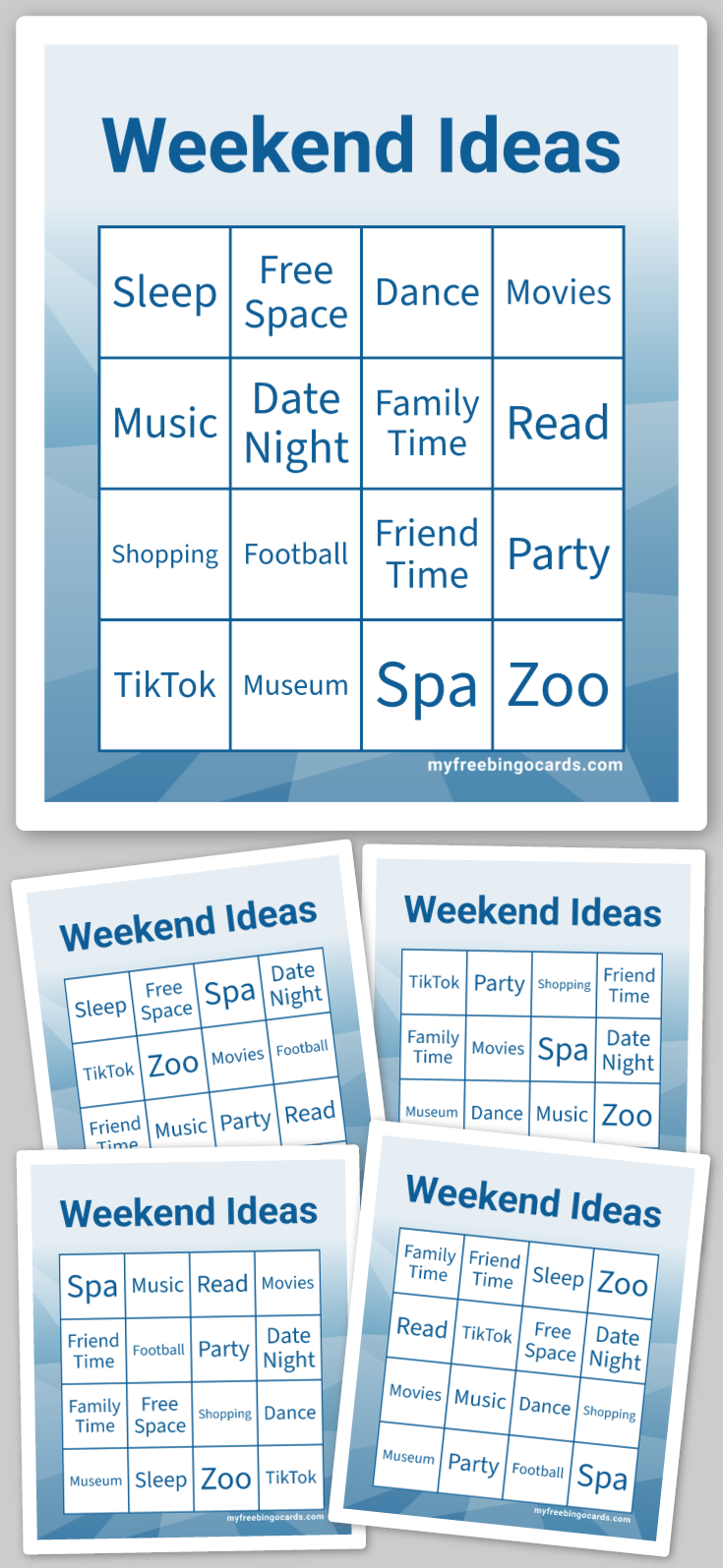 Virtual Weekend Ideas Bingo