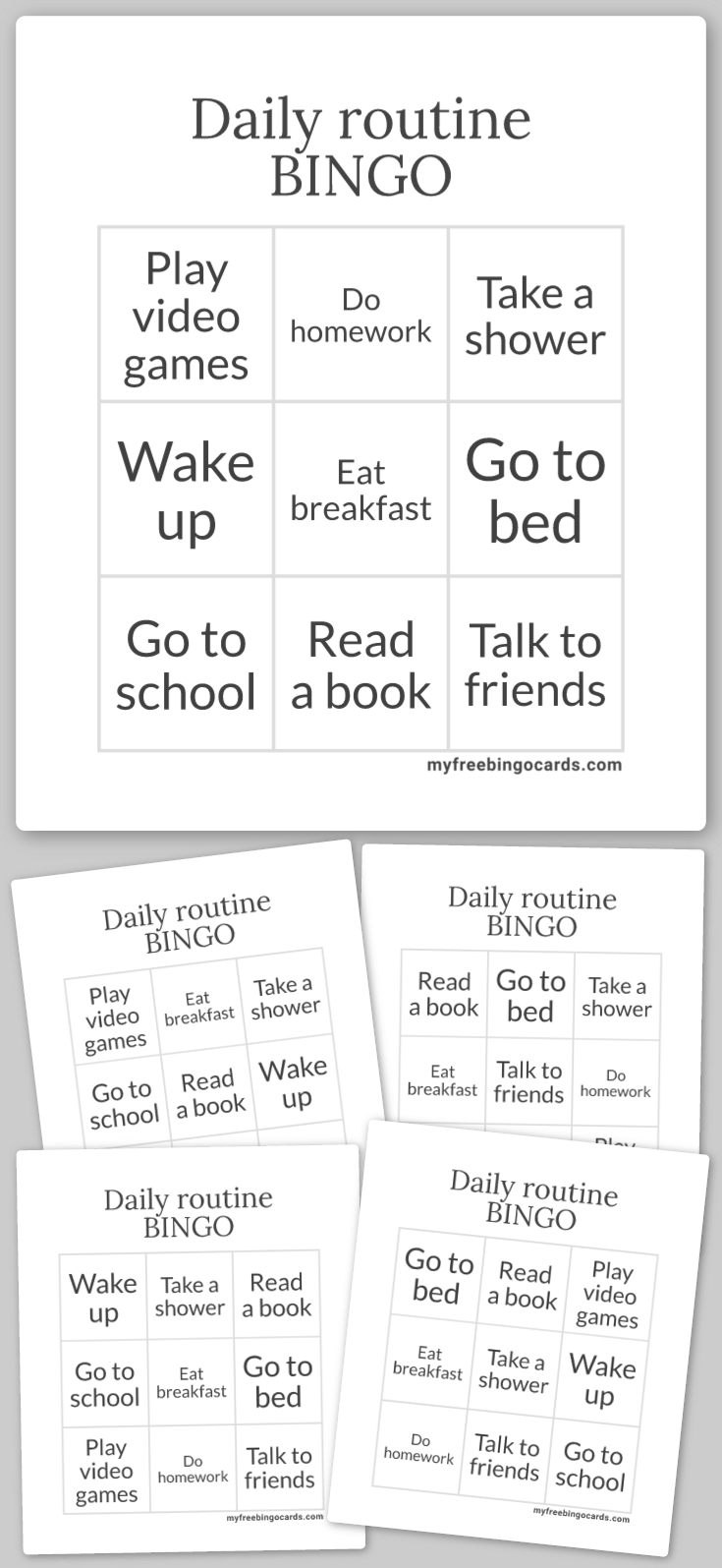 Virtual Daily routine BINGO