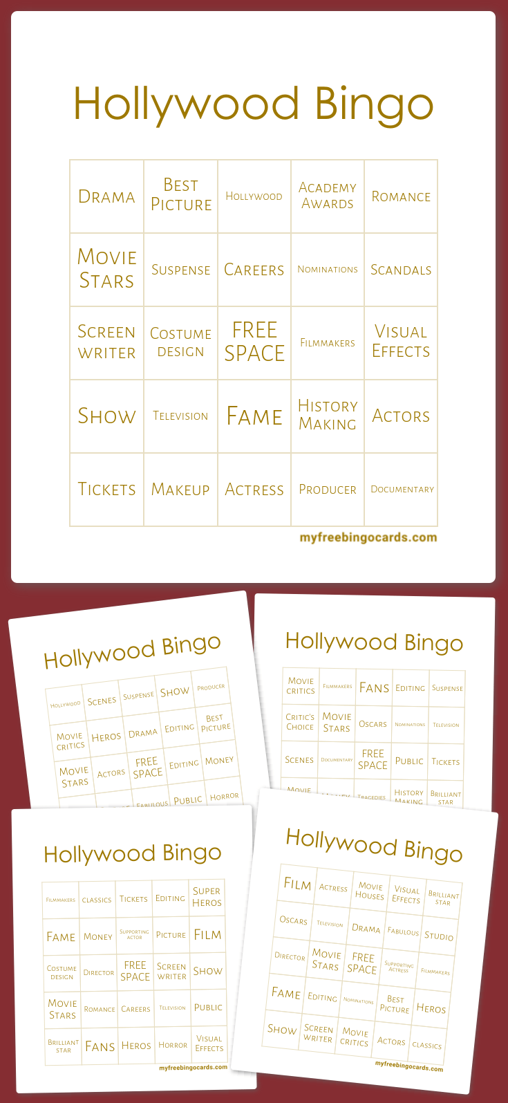 Virtual Hollywood Bingo