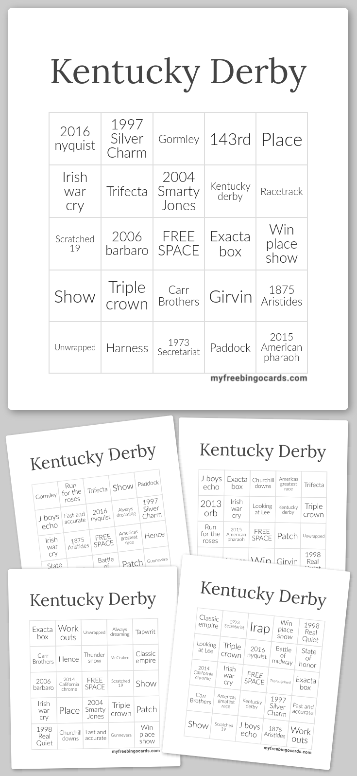Virtual Kentucky Derby Bingo