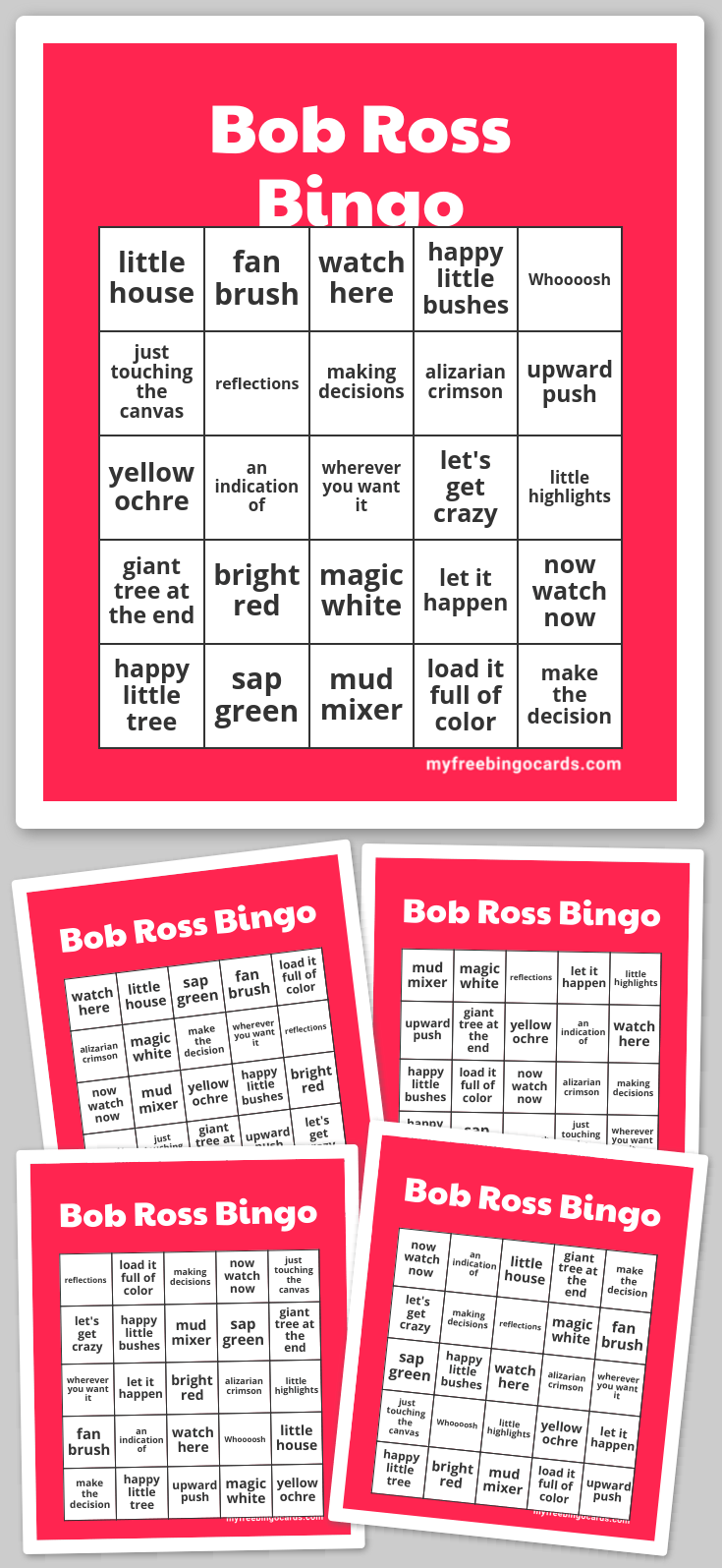 Bob Ross Bingo Free Printable - High Resolution Printable