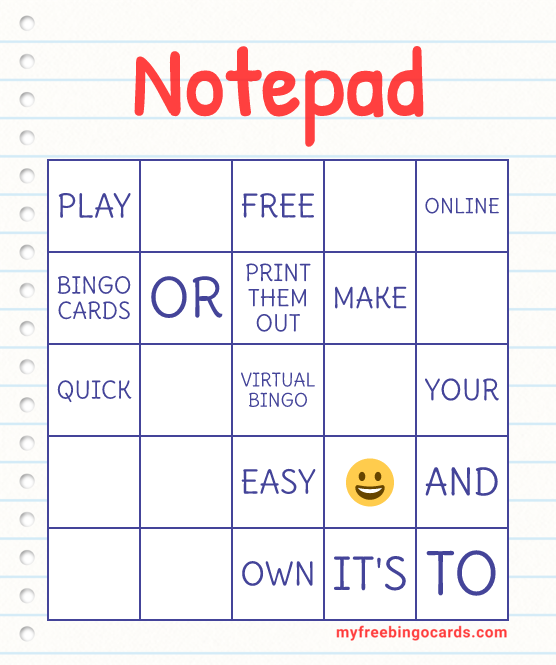 Notepad Bingo