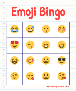 Print 100+ Emoji Bingo Cards