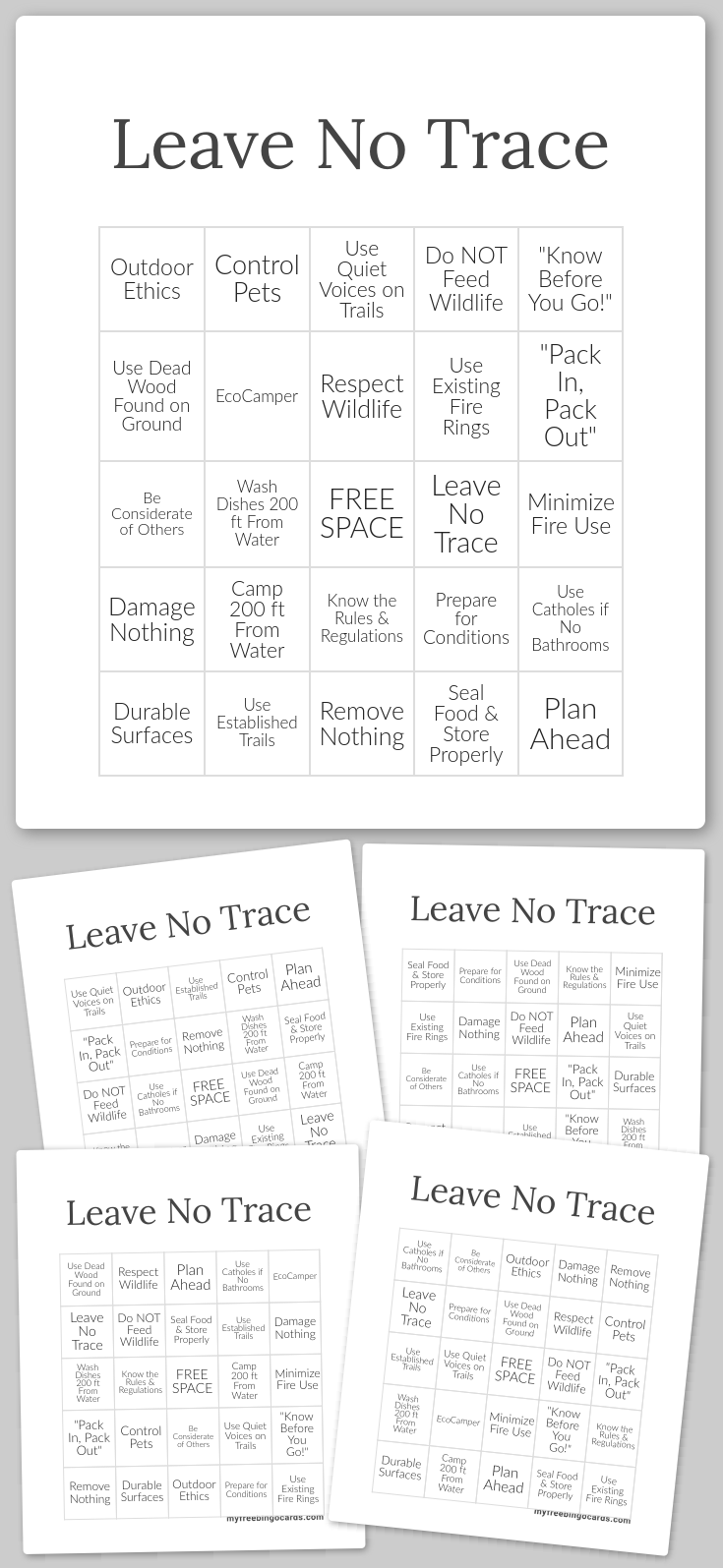 Virtual Leave No Trace Bingo