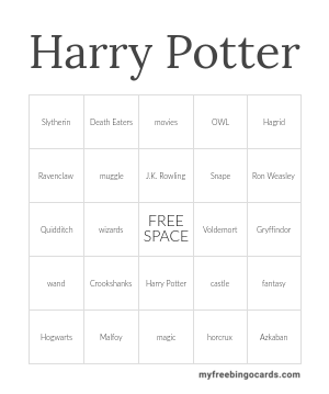 Print 100+ Harry Potter Bingo Cards