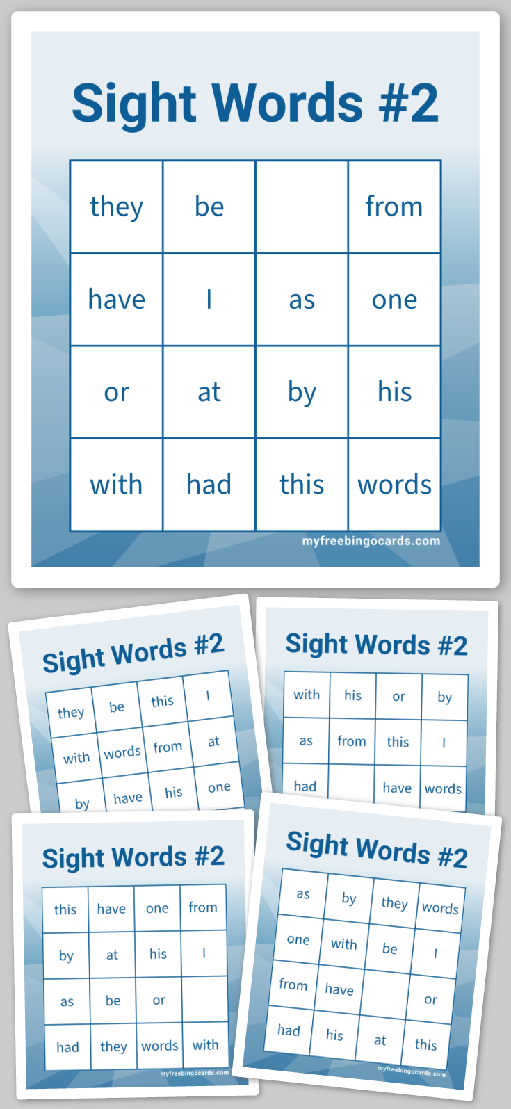 Virtual Sight Words #2 Bingo