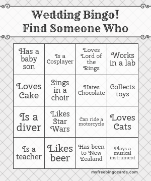 Wedding Bingo! Find Someone Who