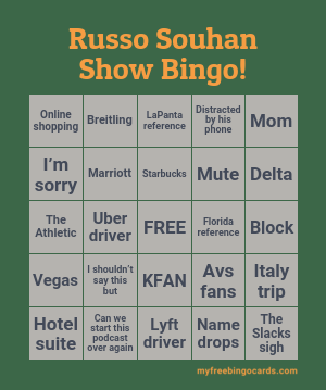 Print 100+ Russo Souhan Show Bingo! Cards