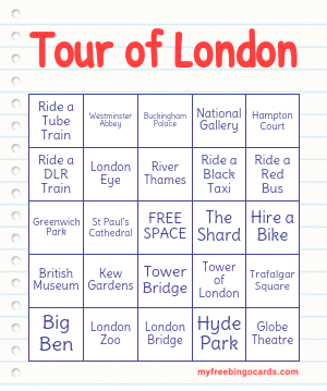 Tour of London Bingo