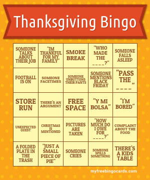 Thanksgiving Bingo