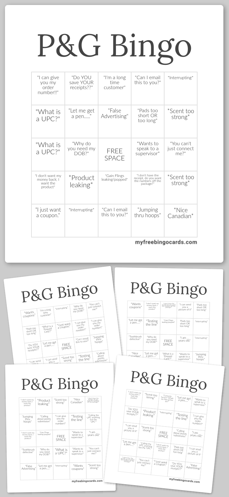 Virtual P&G Bingo