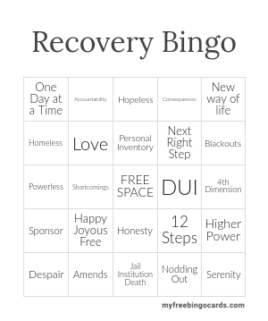 Recovery Bingo