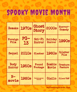 Jasper's Spooky Month 6 Bingo Card