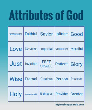 God Attributes Bingo Printable