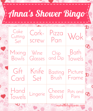 Print 100+ Anna's Shower Bingo Cards