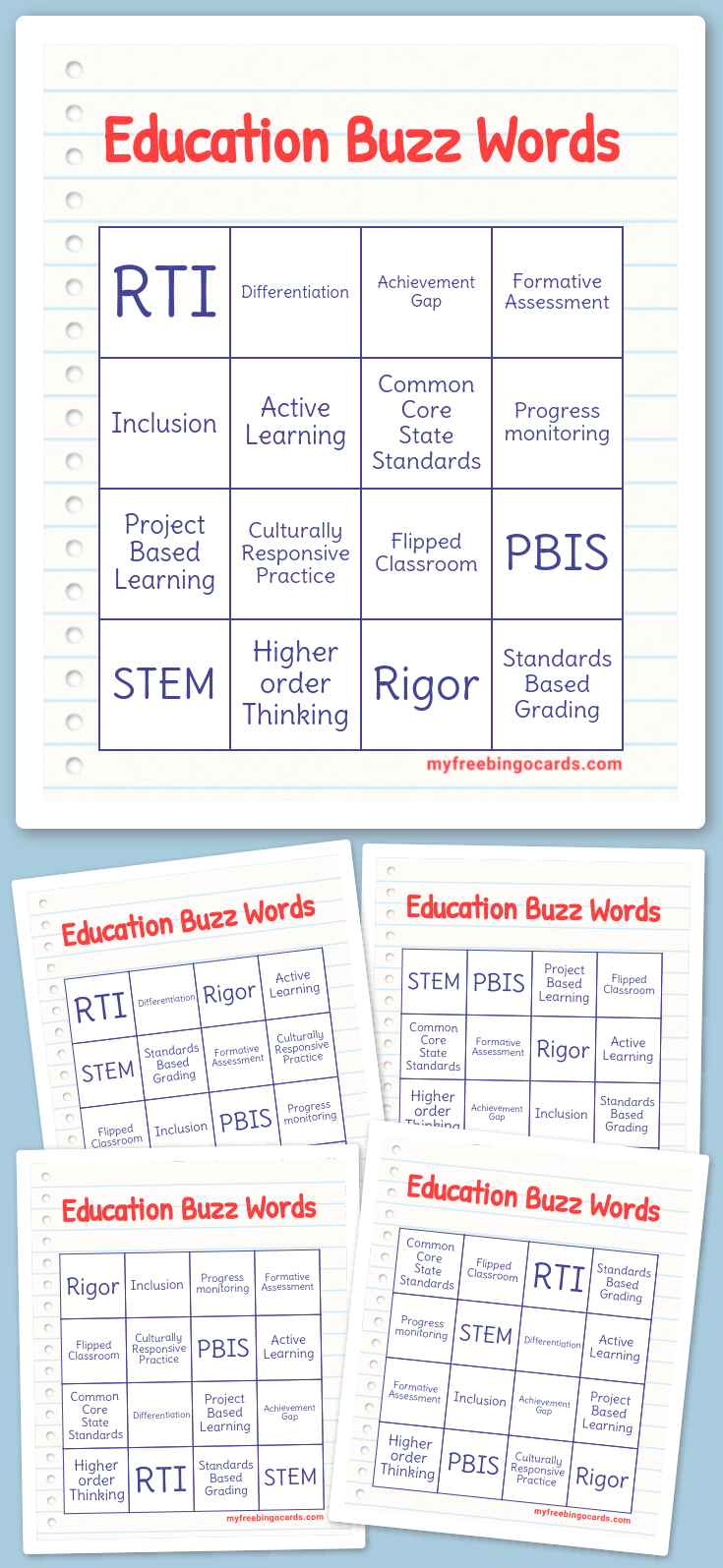 Virtual Education Buzz Words Bingo