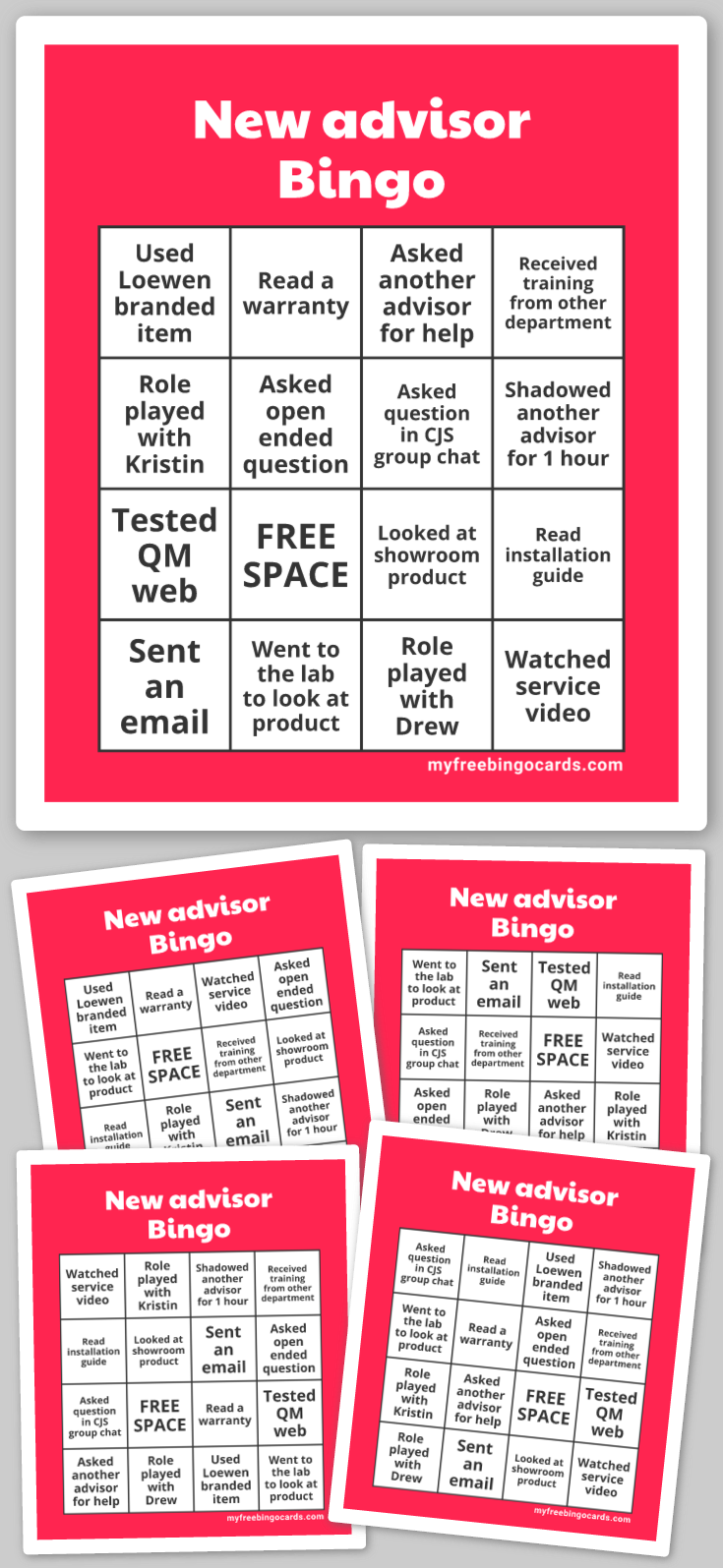 Virtual New advisor Bingo