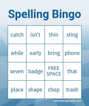 Print 100  Spelling Bingo Cards