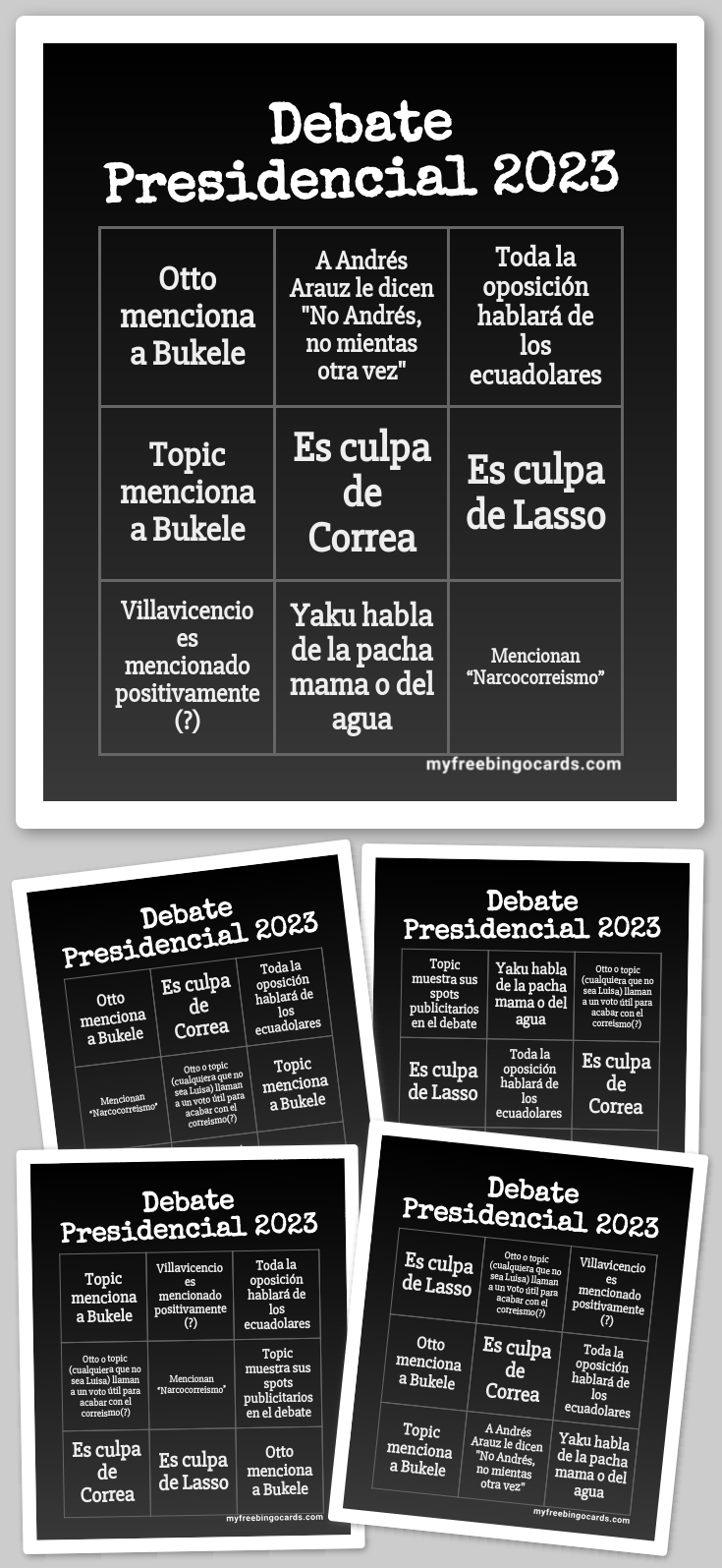 Virtual Debate Presidencial 2023 Bingo