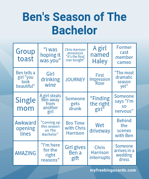 Bachelor bingo game