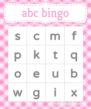 Kids abc Alphabet Bingo