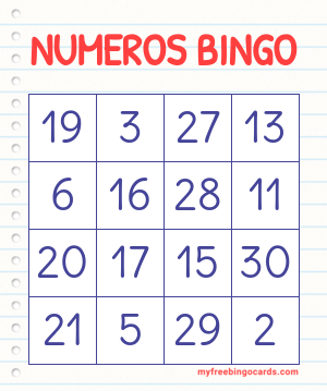 NUMEROS BINGO