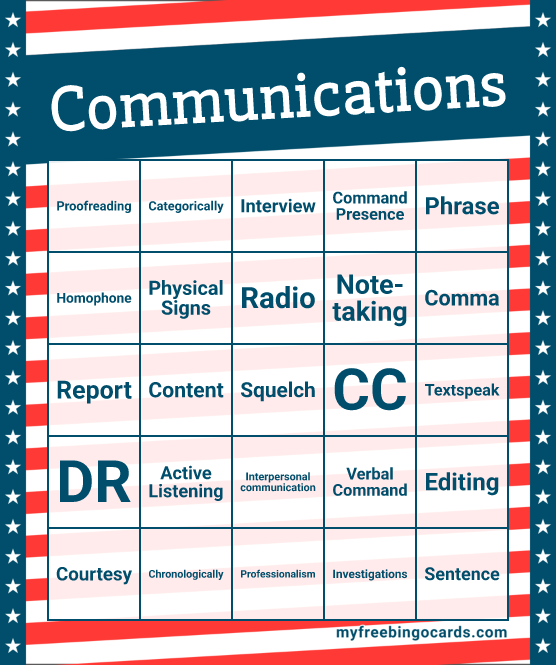Communications Bingo