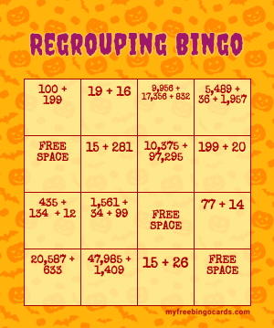 Regrouping Bingo