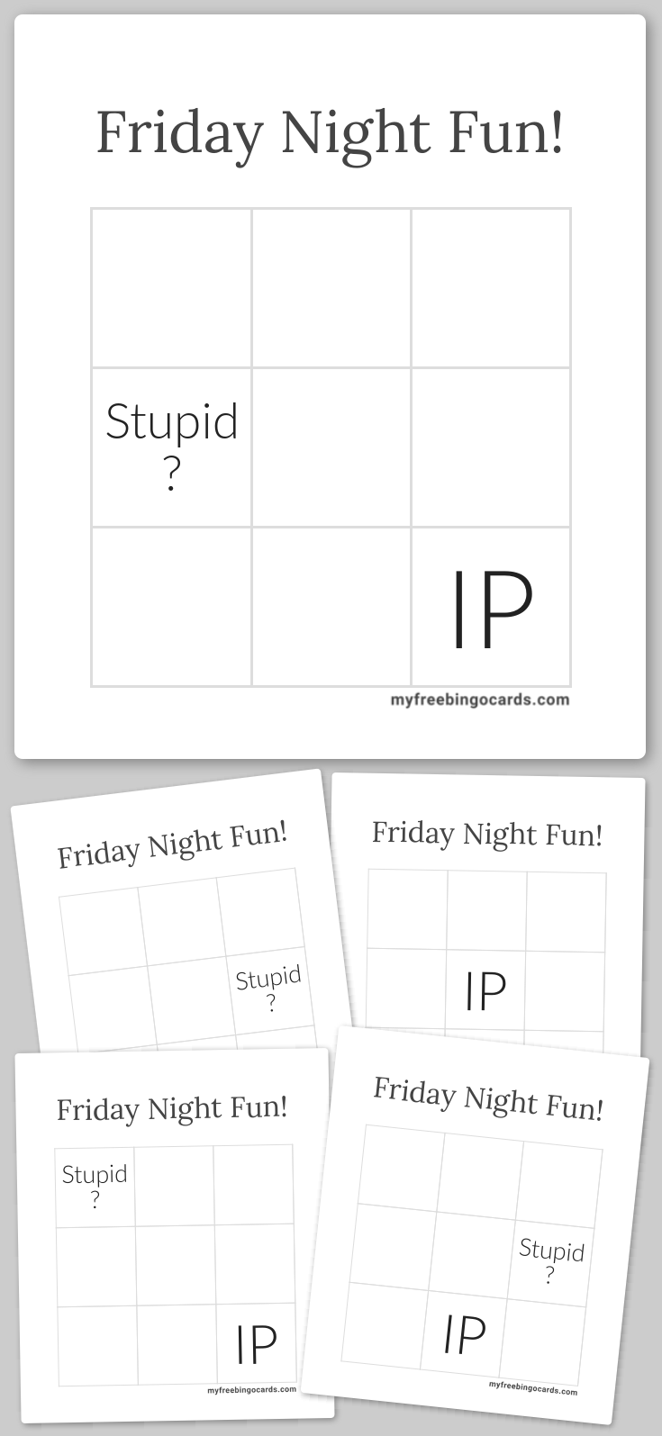 Virtual friday night fun bingo