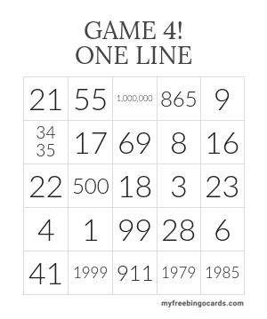 GAME 4! ONE LINE BINGO