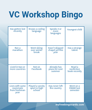 Print 100+ VC Workshop Bingo Cards