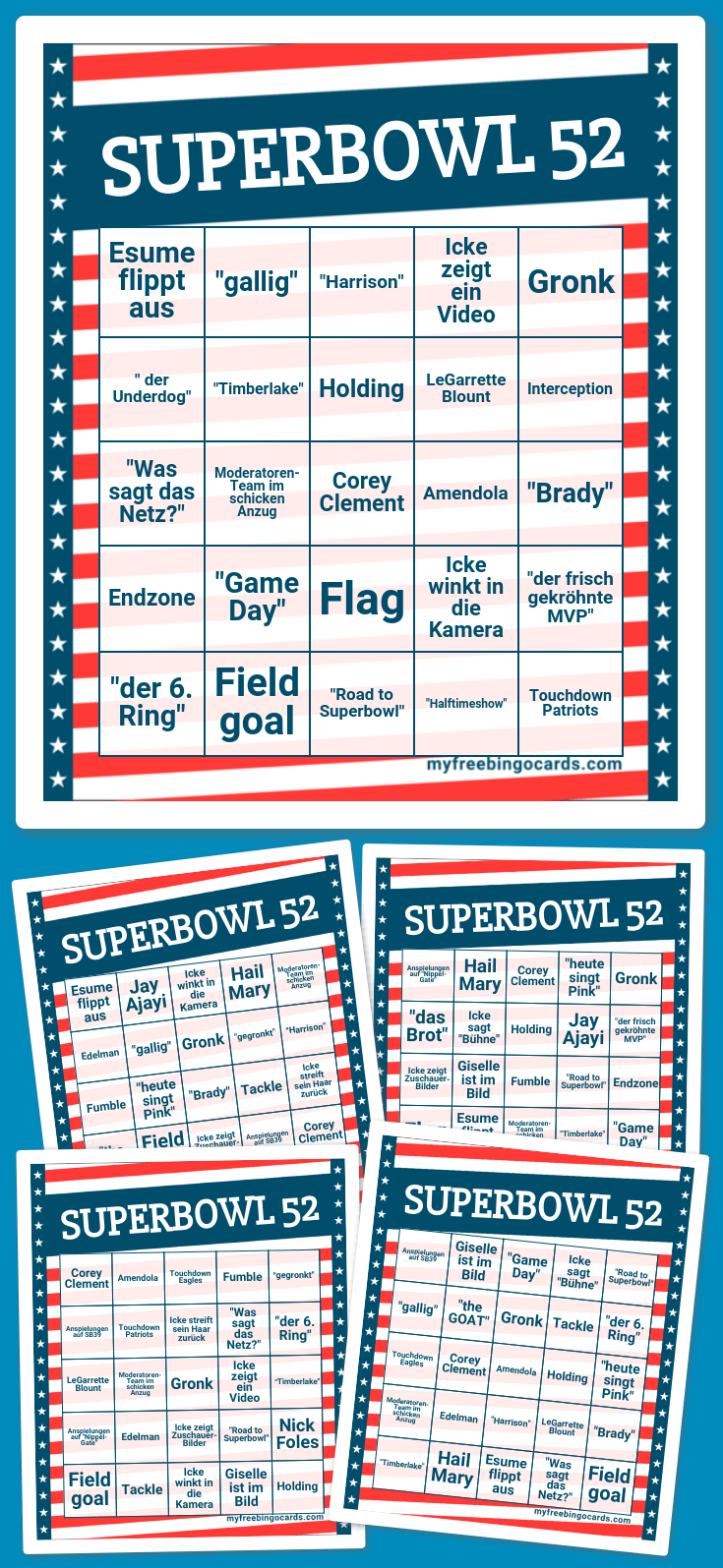 Virtual SUPERBOWL 52 BINGO