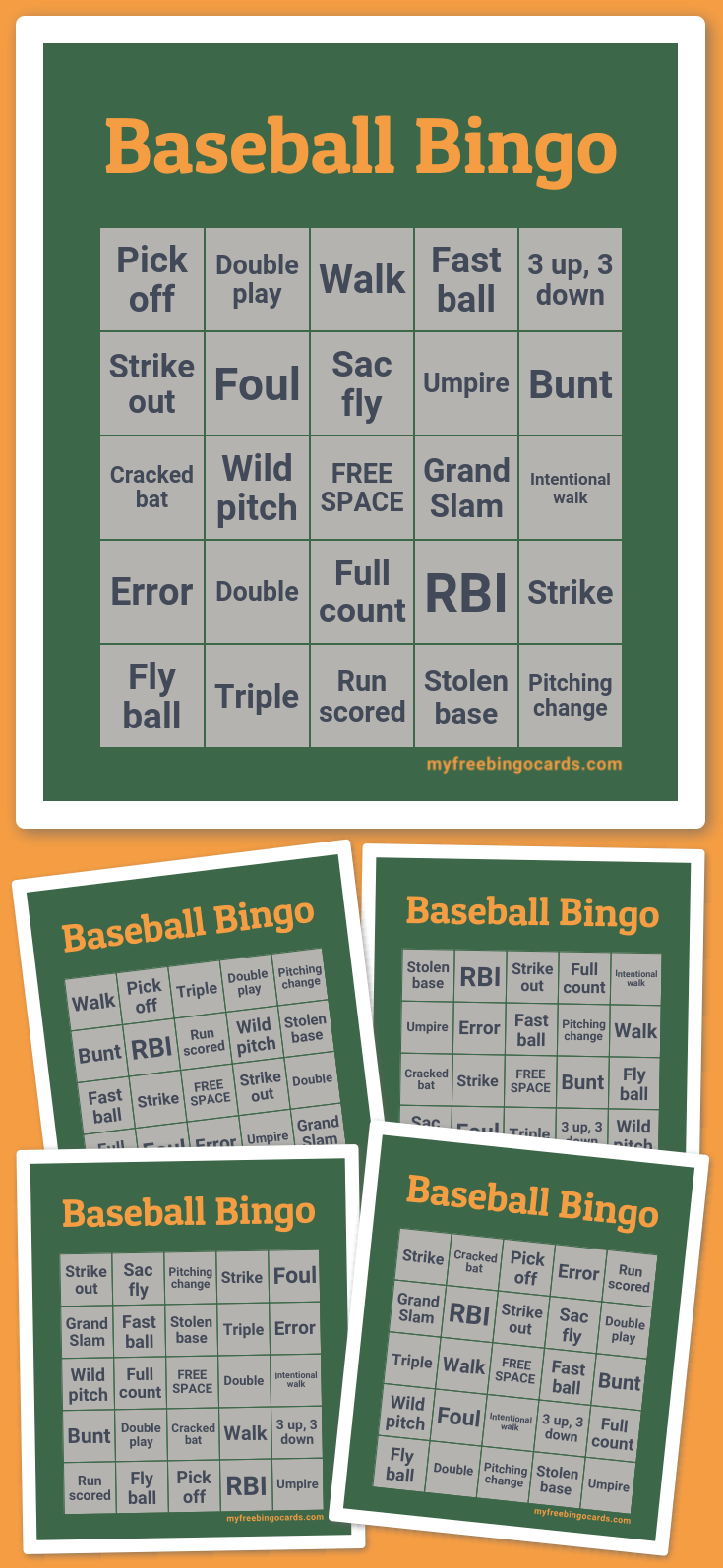 Virtual Baseball Bingo for Free Printable Baseball Bingo Cards
