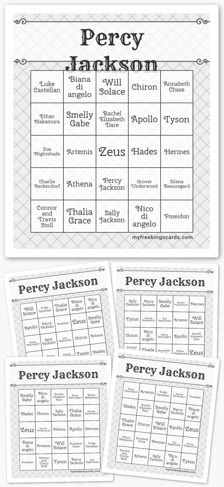 Virtual Percy Jackson Bingo