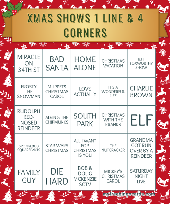 XMAS SHOWS 1 LINE & 4 CORNERS BINGO