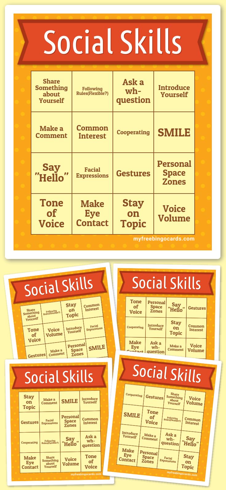 Virtual Social Skills Bingo