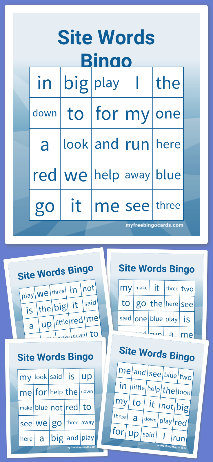 Virtual Site Words Bingo