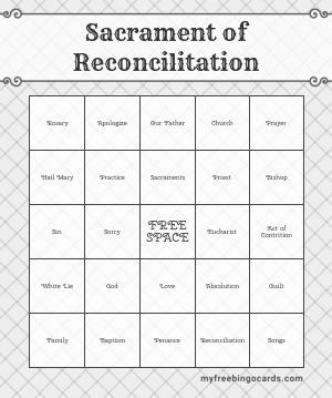 Sacrament of Reconcilitation Bingo