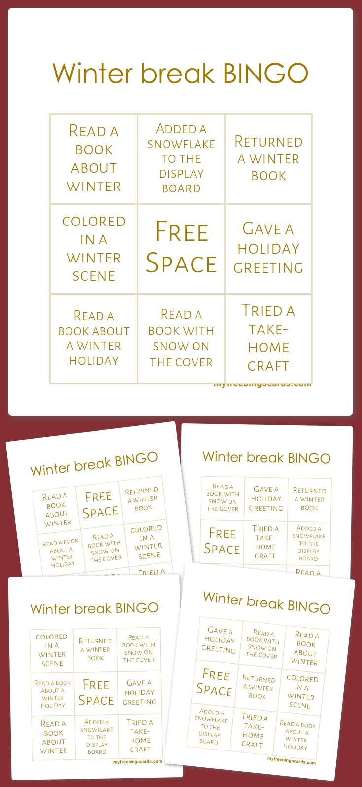 Virtual Winter break BINGO