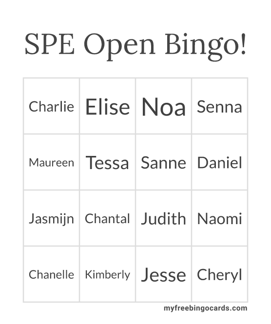 SPE Open Bingo!