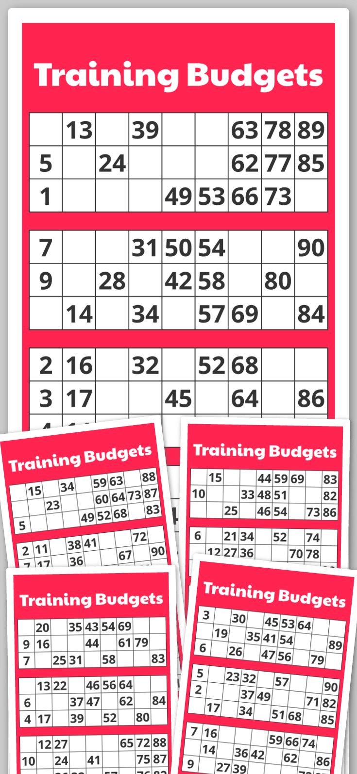 Virtual Training Budgets Bingo