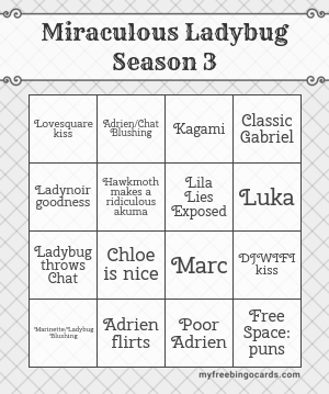 Miraculous Ladybug Bingo Card