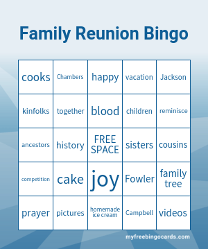 Print 100+ Family Reunion Bingo Cards