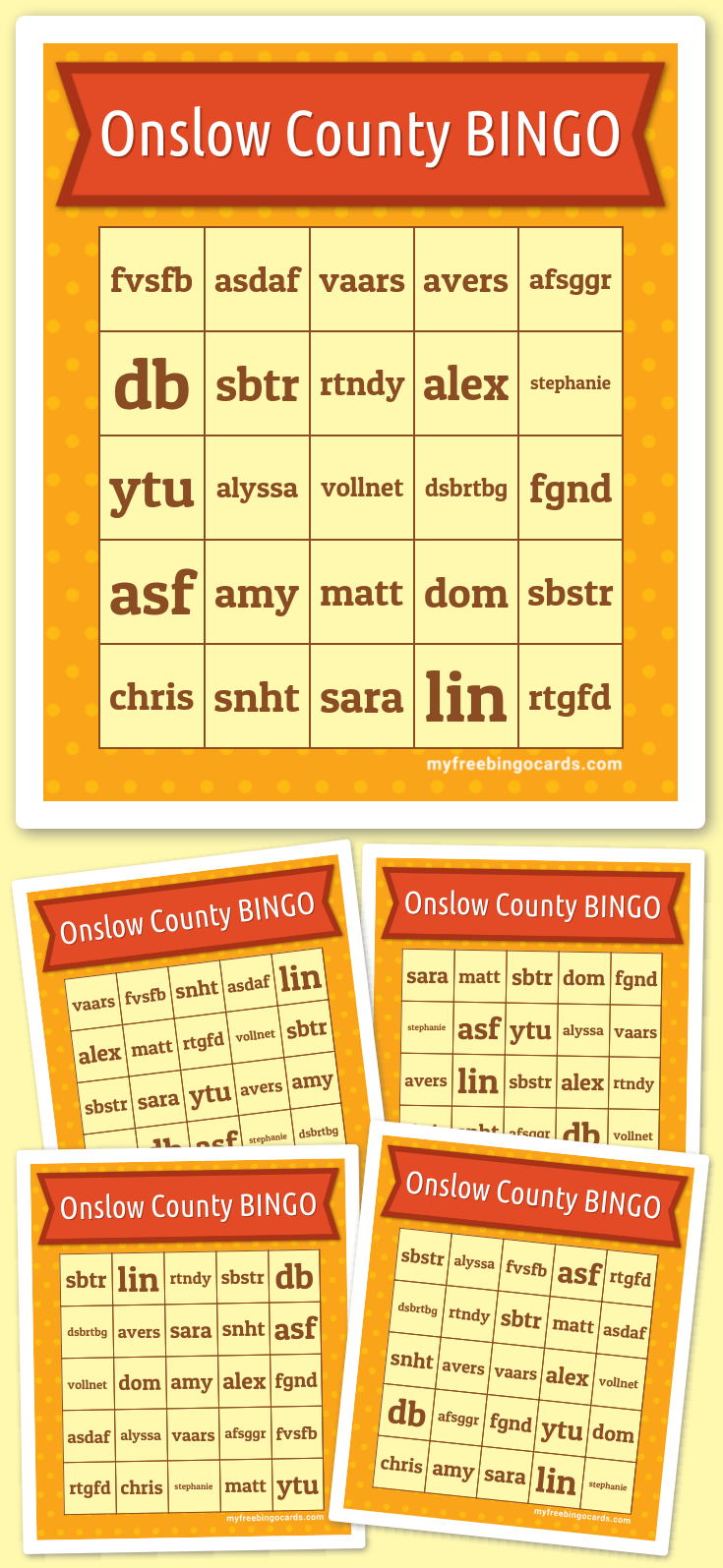 Virtual Onslow County BINGO